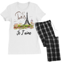 Womens Eiffel Tower Paris Shirt Vintage I Love Paris France City V Nec Women's Pajamas Set | Artistshot