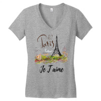 Womens Eiffel Tower Paris Shirt Vintage I Love Paris France City V Nec Women's V-neck T-shirt | Artistshot