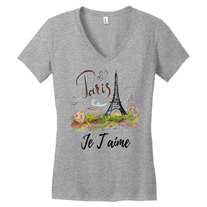 Womens Eiffel Tower Paris Shirt Vintage I Love Paris France City V Nec Women's V-Neck T-Shirt by johnjosephmenk | Artistshot