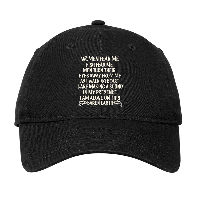 Women Want Me Fish Fear Me Hat for Men, Funny Embroidered Adjustable Black