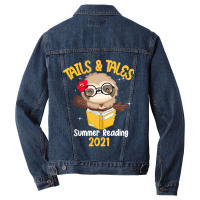 Tails And Tales Summer Reading 2021 Sloth Book Lovers T Shirt Men Denim Jacket | Artistshot