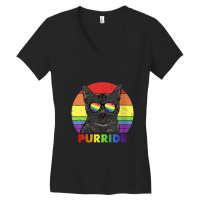 Womens Funny American Shorthair Cat Rainbow Gay Pride Lgbtq Women's V-neck T-shirt | Artistshot