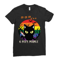 Black Cat 6 Feet People In Halloween 232 Cat Lover Ladies Fitted T-shirt | Artistshot