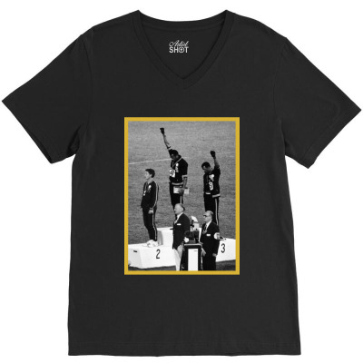 Fist 1968 Olympics V-neck Tee Designed By Jacqueline Tees