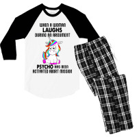 Funny Unicorn When A Woman Laughs During An Argument Men's 3/4 Sleeve Pajama Set | Artistshot