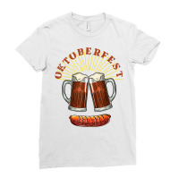 American Oktoberfest Dark Beer And Sausage T Shirt Ladies Fitted T-shirt | Artistshot