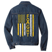 Distressed Fight Childhood Cancer Awareness American Flag T Shirt Men Denim Jacket | Artistshot