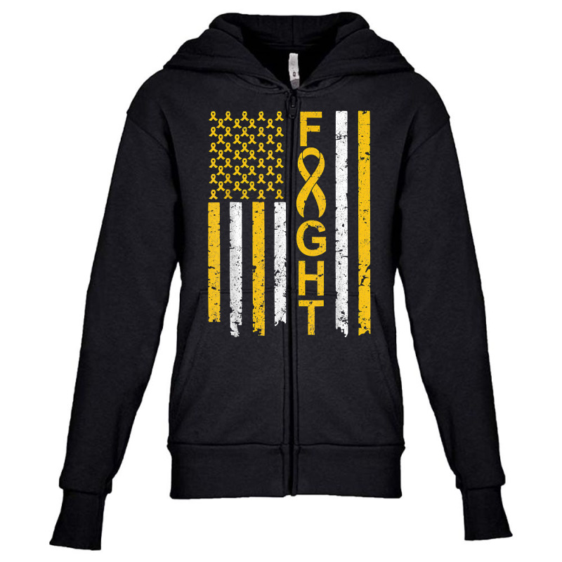 Distressed Fight Childhood Cancer Awareness American Flag T Shirt Youth Zipper Hoodie by kasaqcsegurc | Artistshot