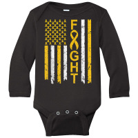 Distressed Fight Childhood Cancer Awareness American Flag T Shirt Long Sleeve Baby Bodysuit | Artistshot