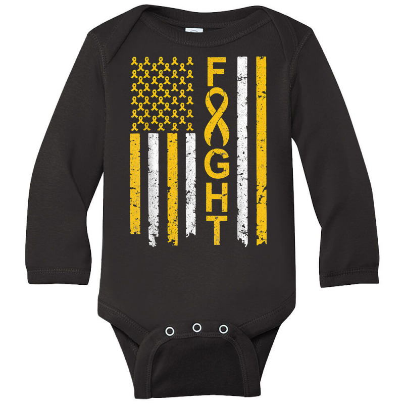 Distressed Fight Childhood Cancer Awareness American Flag T Shirt Long Sleeve Baby Bodysuit by kasaqcsegurc | Artistshot