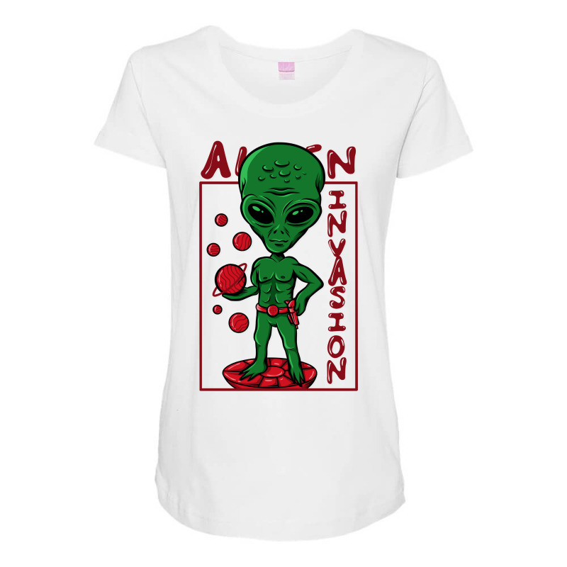 Alien Invasion Maternity Scoop Neck T-shirt by Getbettersoon | Artistshot