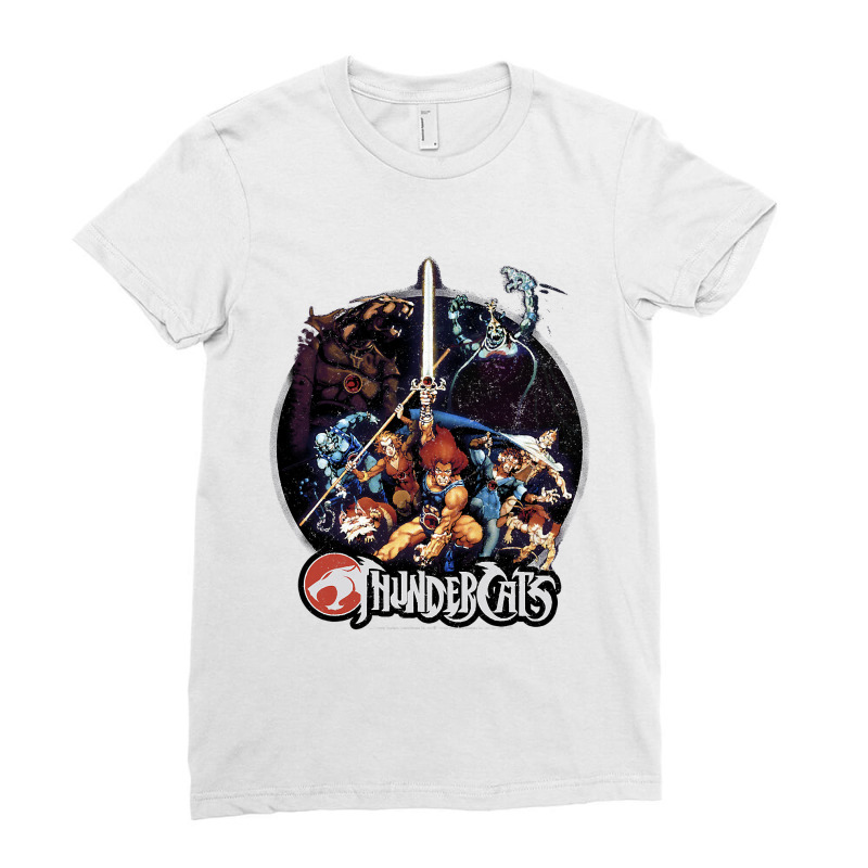 Thundercats Group Shot Vintage Circle T Shirt Ladies Fitted T-Shirt by HUUY | Artistshot