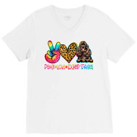 Peace Love Cocker Spaniel Tie Dye Dog Lover T Shirt V-neck Tee | Artistshot