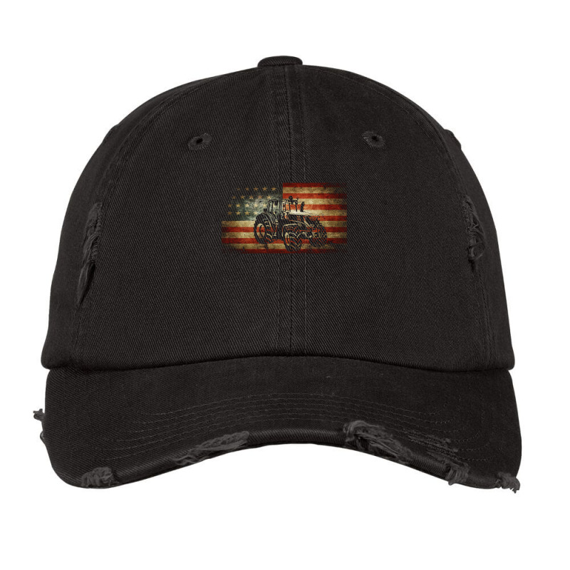 Farm Tractors Distressed Usa Flag Combine Tractor Farming Vintage Cap by MichaelAlavarado | Artistshot