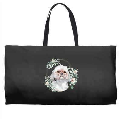 Shih Poo Dog Portrait T Shirt Shih Poo Dog In A Floral Gold Wreath ...