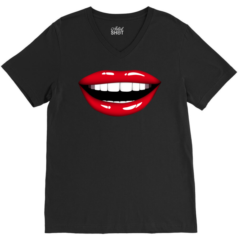 Lips Red V-neck Tee | Artistshot