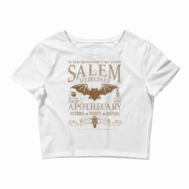 Salem Apothecary Herbalist Witch Wiccan Halloween  Beige T Shirt Crop Top by caroldian | Artistshot