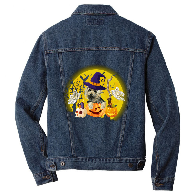 Yorkshire Dog Moon Pumpkin Halloween Costume Gift Men Denim Jacket by MichaelAlavarado | Artistshot