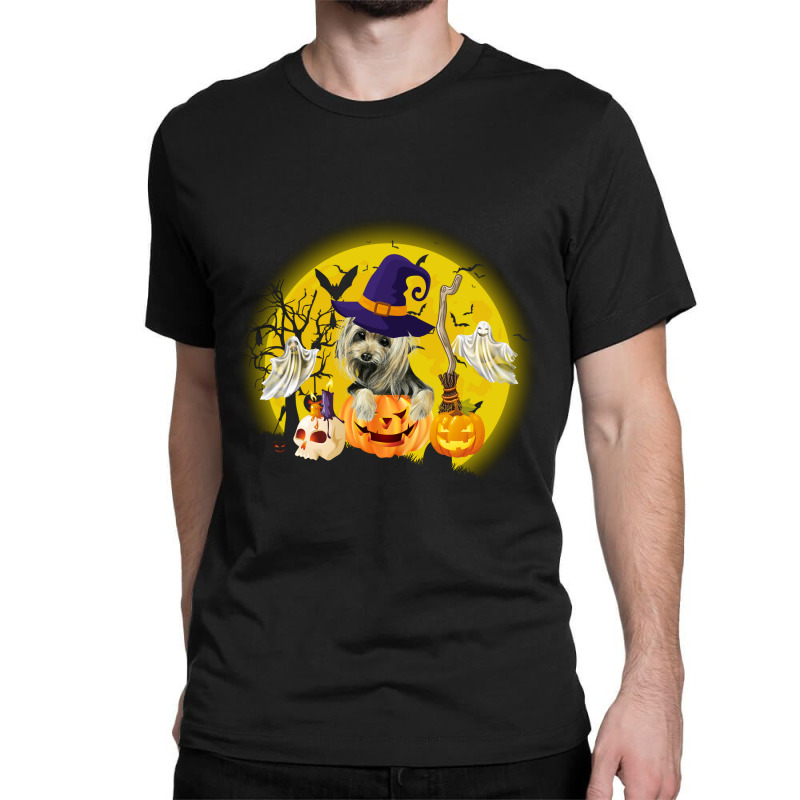 Yorkshire Dog Moon Pumpkin Halloween Costume Gift Classic T-shirt by MichaelAlavarado | Artistshot