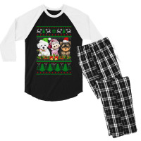 Three Yorkshire Terrier Christmas Cute Gift Men's 3/4 Sleeve Pajama Set | Artistshot