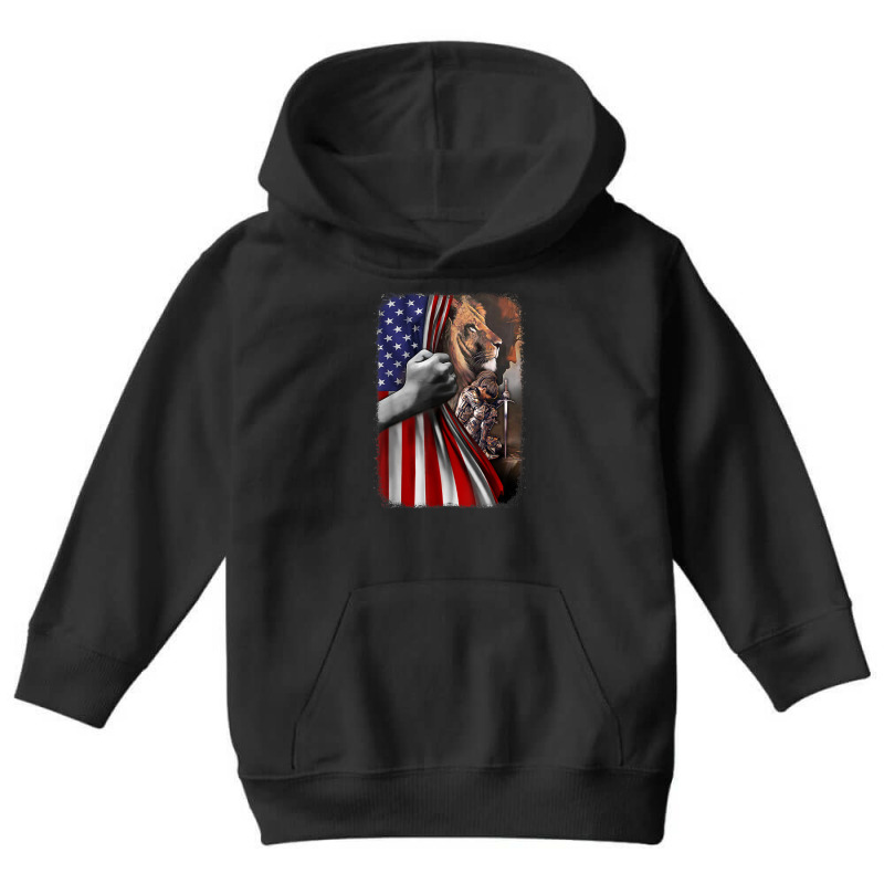 Patriot Child Of God Warrior Of Christ Jesus Lion Of Judah 036 Youth Hoodie | Artistshot