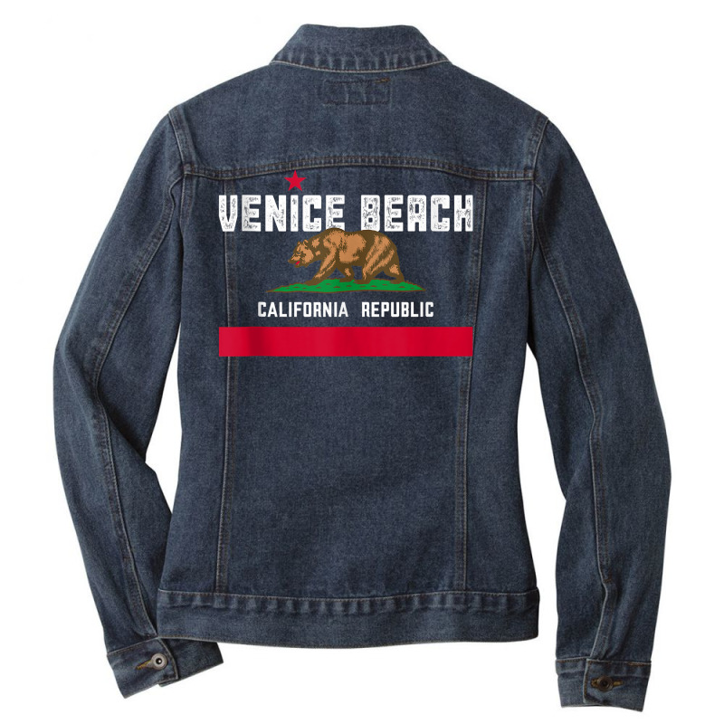 Venice Beach California Republic Summer Vacation Souvenir Tank Top Ladies Denim Jacket by lelalucin | Artistshot