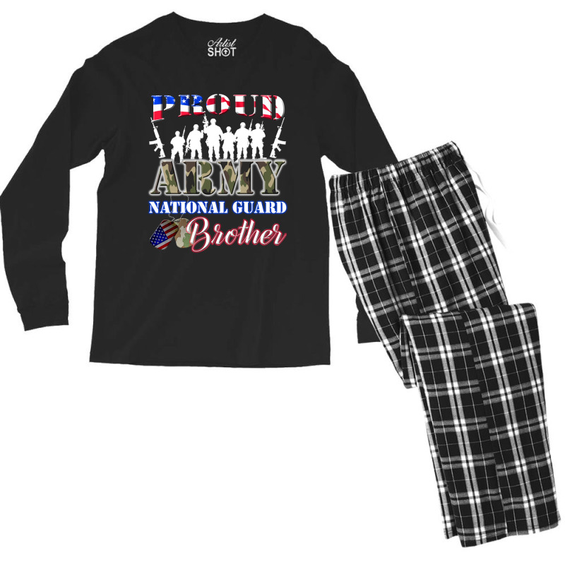 Proud Army National Guard Brother Tee U.s. Military Gift Men's Long Sleeve Pajama Set | Artistshot