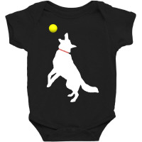 White German Shepherd Dog Gsd Catching Yellow Tennis Ball T Shirt Baby Bodysuit | Artistshot