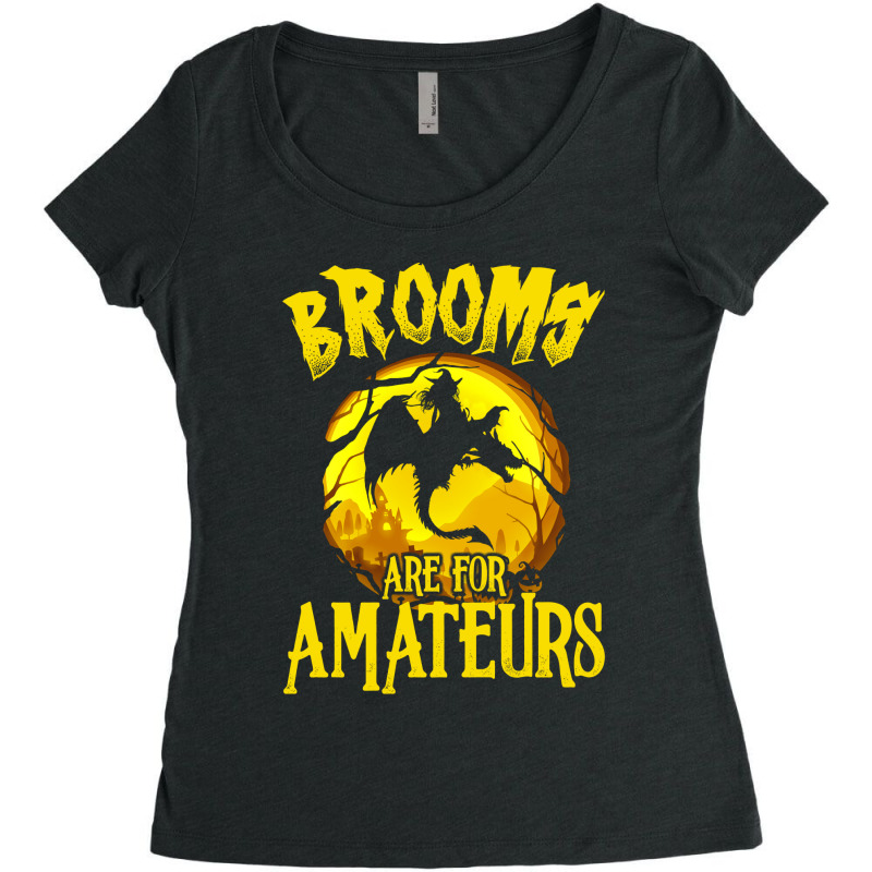 Brooms Are For Amateurs Dragon Riding Witches Halloween Women's Triblend Scoop T-shirt by MichaelAlavarado | Artistshot