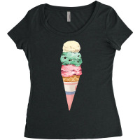 Vanilla Mint Strawberry Ice Cream Cone T  Shirt Three Scoops Of  Ice C Women's Triblend Scoop T-shirt | Artistshot