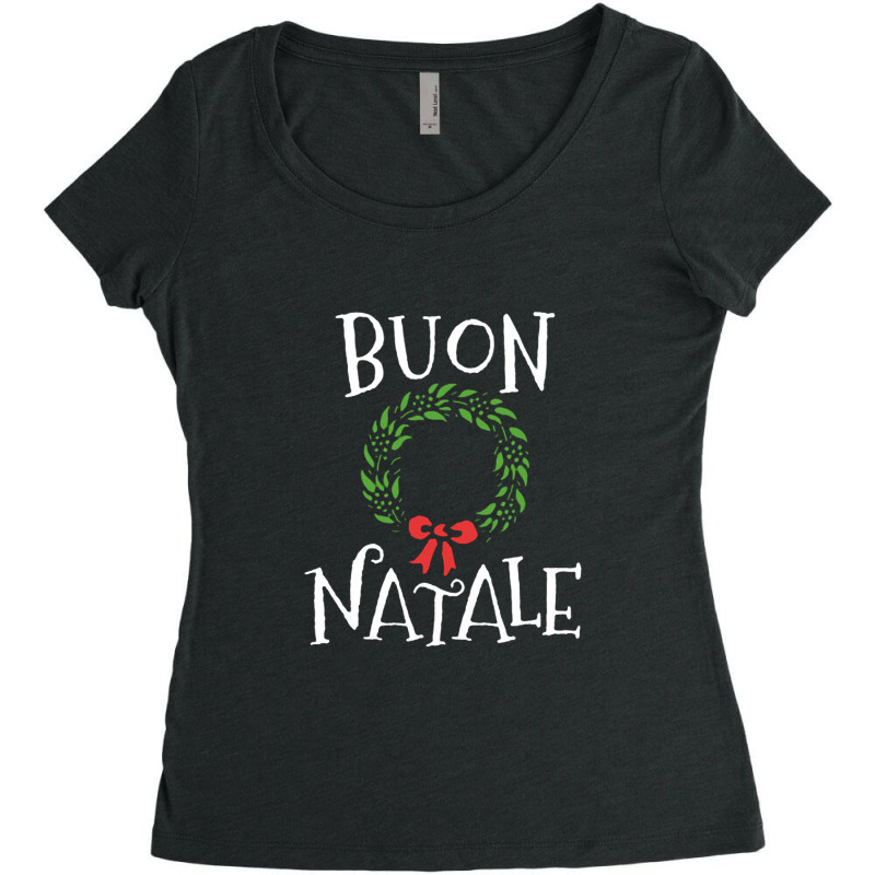 Buon Natale Christmas T Shirt Italy Italian Merry Xmas Women's Triblend Scoop T-shirt by johnoconnorart | Artistshot