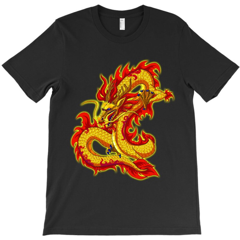 Asian Dragon And Sun, Oriental Chinese Art, Orange Design T-shirt | Artistshot