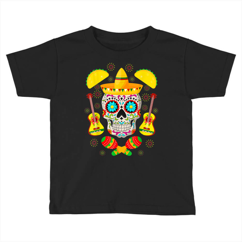 Skull Fiesta Party Sugar Skull Rose Calavera Mexican Cinco De Mayo Toddler T-shirt by criticizematter | Artistshot