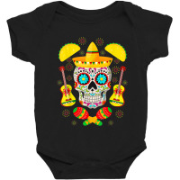 Skull Fiesta Party Sugar Skull Rose Calavera Mexican Cinco De Mayo Baby Bodysuit | Artistshot