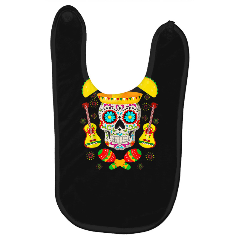 Skull Fiesta Party Sugar Skull Rose Calavera Mexican Cinco De Mayo Baby Bibs by criticizematter | Artistshot