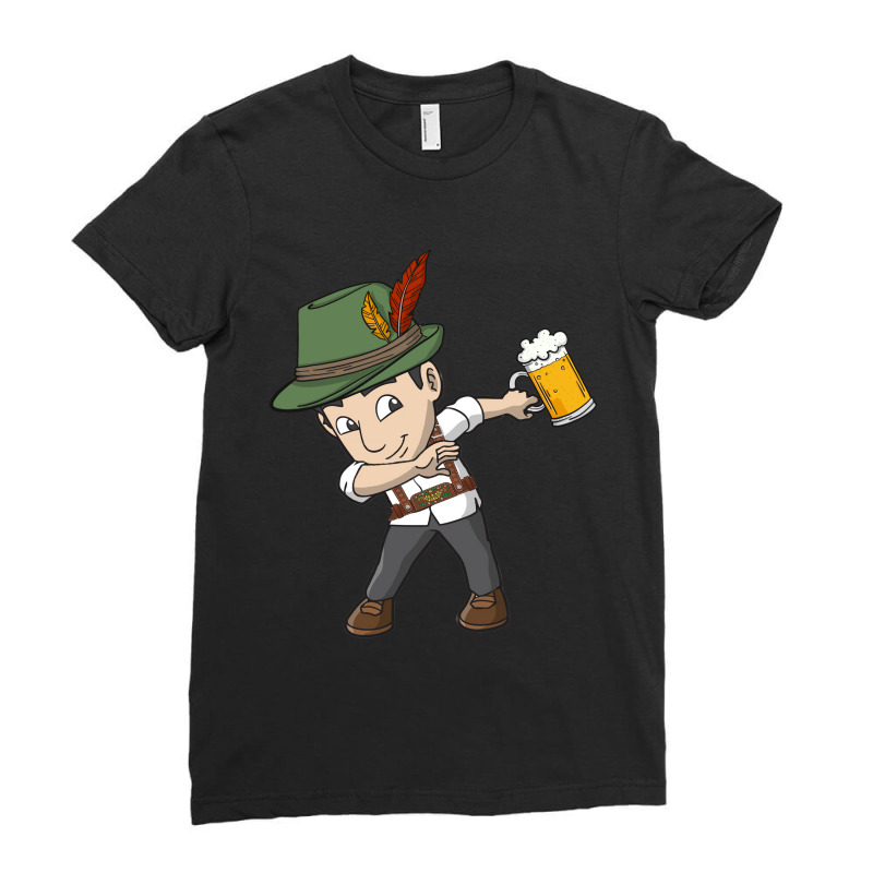 Dabbing German Oktoberfest Lederhosen Men Beer Mug Ladies Fitted T-Shirt by MichaelAlavarado | Artistshot