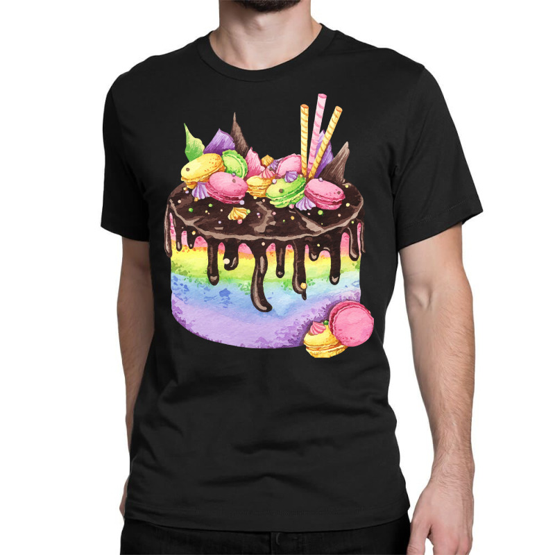 Whimsical Rainbow Birthday Cake T  Shirt Rainbow Chocolate Cake With M Classic T-shirt | Artistshot