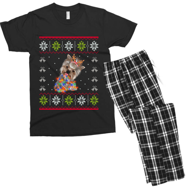 Christmas Lights Yorkshire Terrier Dog Santa Tree Xmas Gift Men's T-shirt Pajama Set by KwadjelynSims | Artistshot