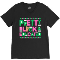 J15 Founder's Day Aka Women Pretty Black Educated Hand Sign T Shirt V-neck Tee | Artistshot