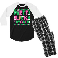 J15 Founder's Day Aka Women Pretty Black Educated Hand Sign T Shirt Men's 3/4 Sleeve Pajama Set | Artistshot