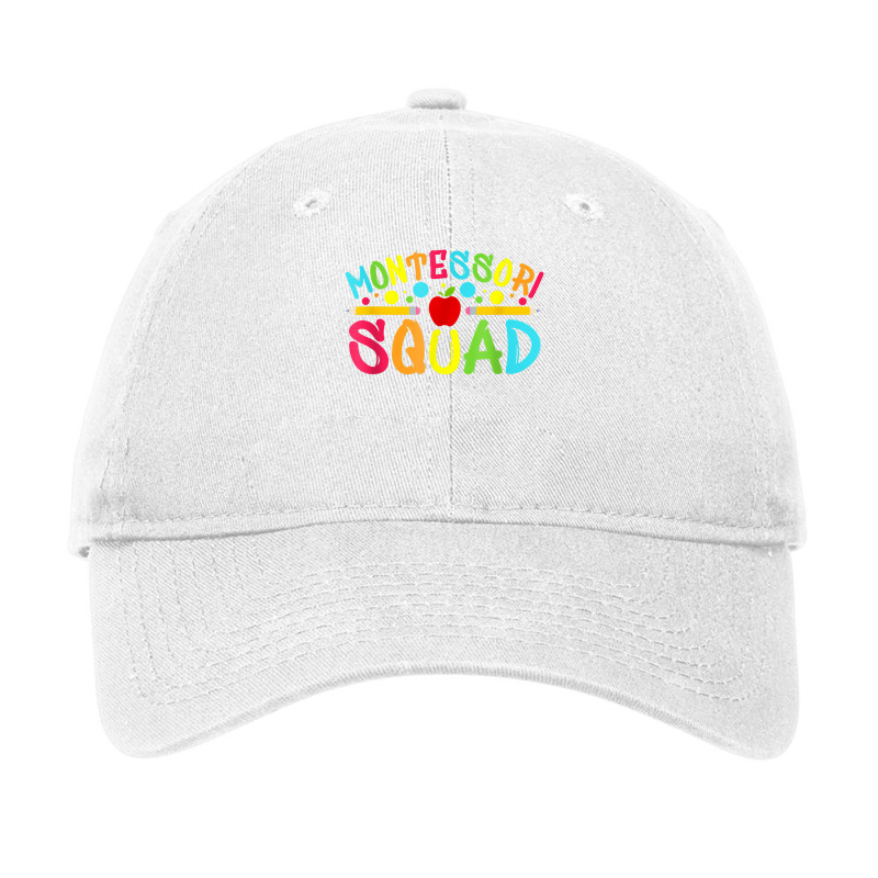 Funny Montessori Squad Montessori Teacher Back To School T Shirt Adjustable Cap | Artistshot