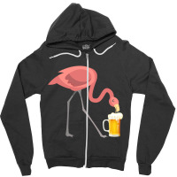 Flamingo Drinking Beer T-shirt Bird Lover Alcohol Party Tee Zipper Hoodie | Artistshot