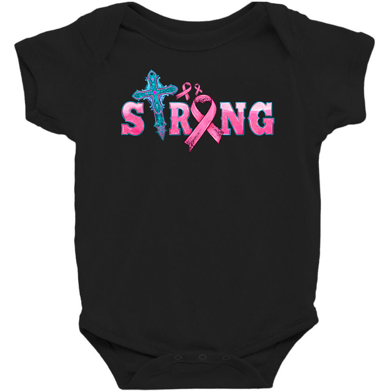 Strong With Cross Ribbon Baby Bodysuit | Artistshot