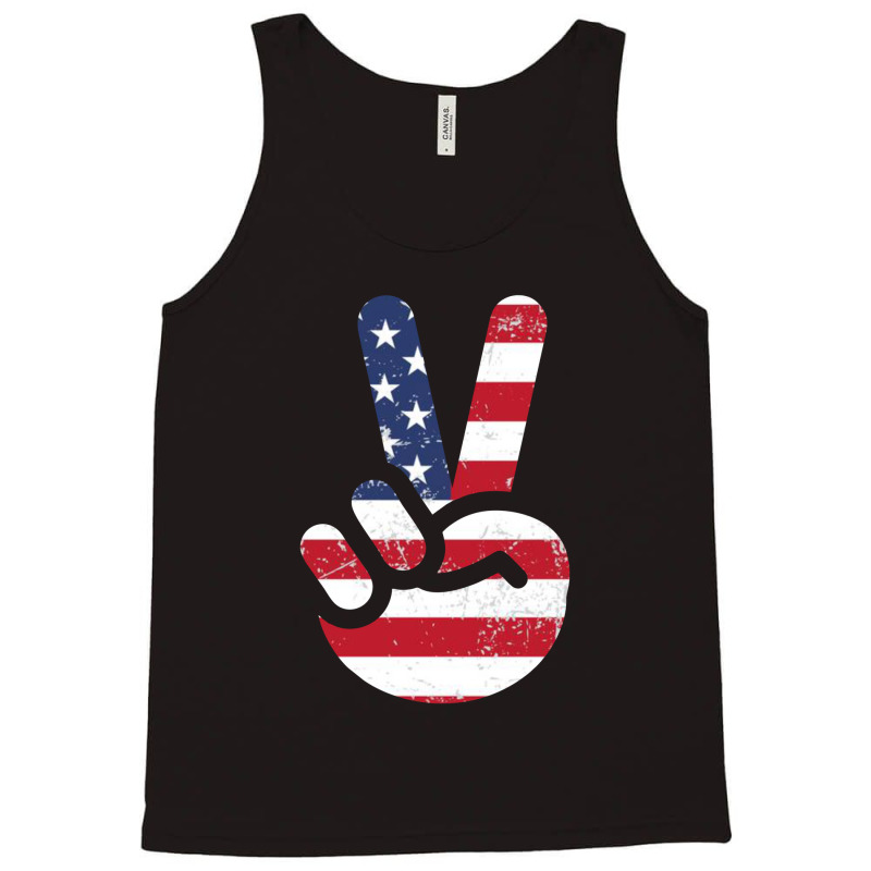 American Flag Peace Sign Hand T-shirt Fourth Of July Gift Tank Top | Artistshot