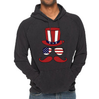 Top Hat - Sunglasses - Mustache - American Flag Patriotic Vintage Hoodie | Artistshot