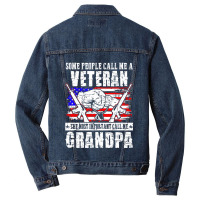 Some People Call Me Veteran Most Important Call Grandpa Men Denim Jacket | Artistshot