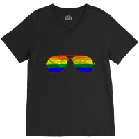 Vintage Sunglasses, Gay Pride Lgbt Rainbow Flag V-neck Tee | Artistshot