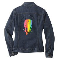 Cloud Overlay Rainbow Ladies Denim Jacket | Artistshot