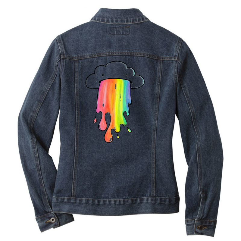 Cloud Overlay Rainbow Ladies Denim Jacket by dikokazei | Artistshot