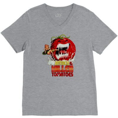 Attack Of The Killer Tomatoes V-neck Tee Designed By Wildern